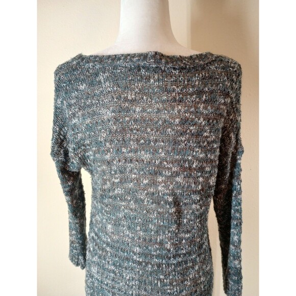Maurices Womens Sweater Lg Green and Copper Metallic Open Knit Fabric 3/4 Sleeve - Picture 5 of 15